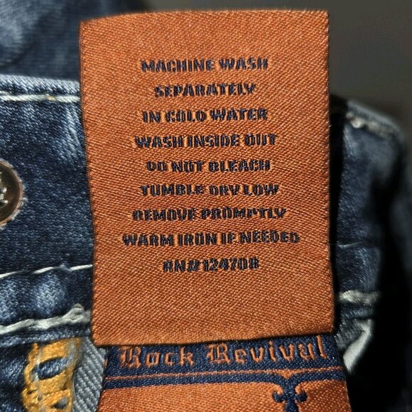 Rock Revival Klandi Straight Jeans 25 Embroidered Rhinestone Distressed Denim St - Picture 11 of 11